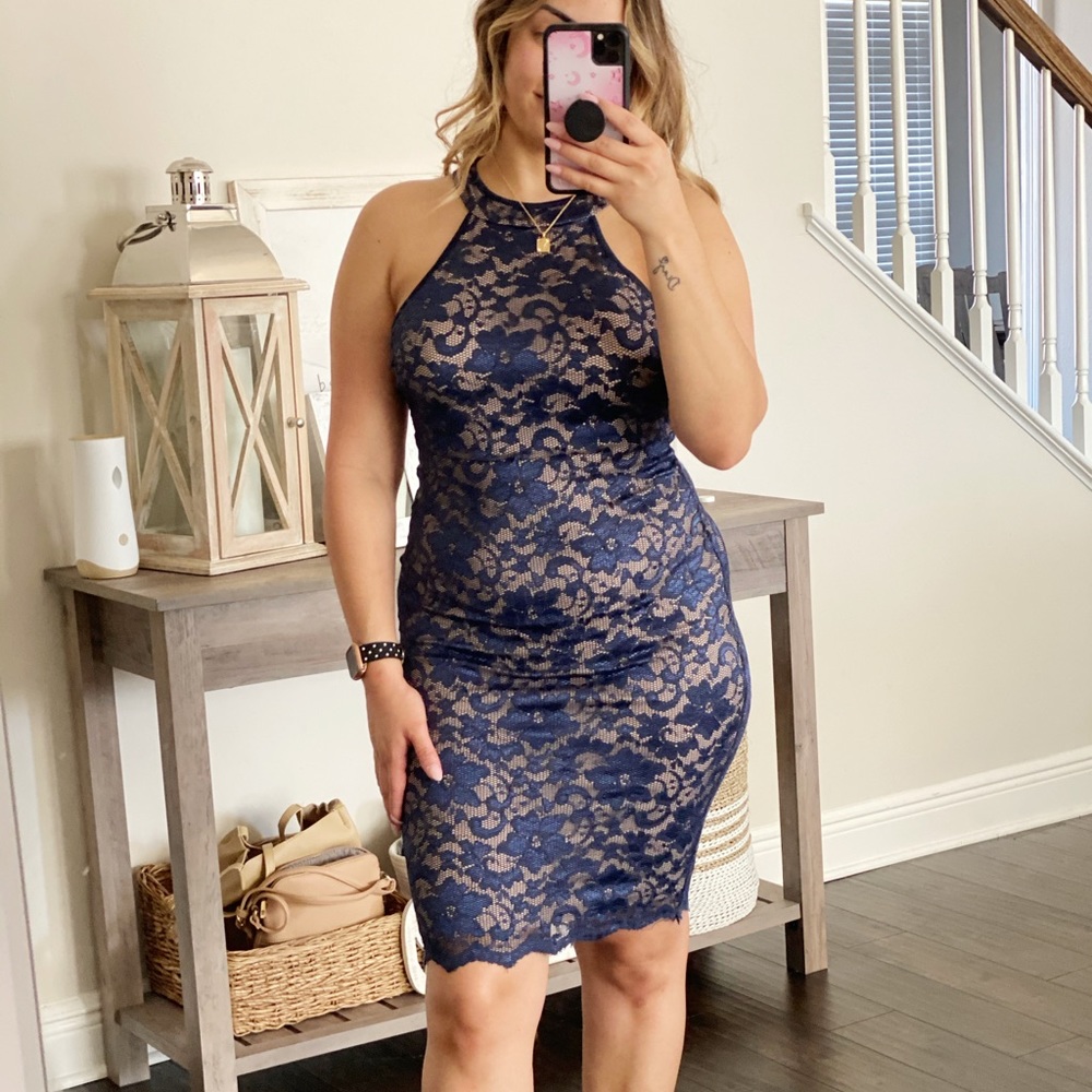 Honey & Rosie Navy Blue Midi Dress